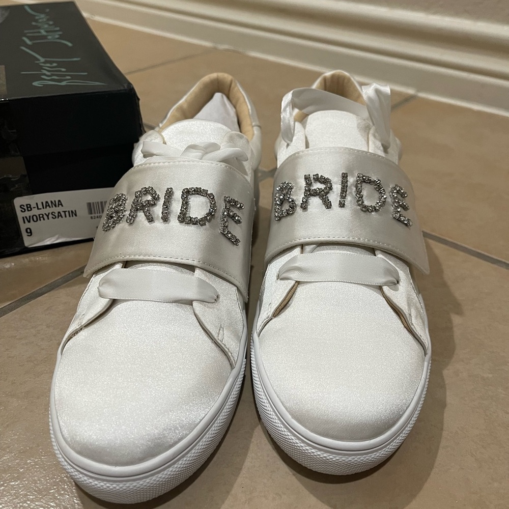 Betsey Johnson White Satin Bride Sneakers